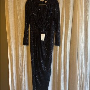Elegant Navy Sequin Dress